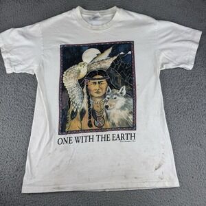 Vintage 90s Human I Tees One With The Earth Single Stitch Graphic T-Shirt Medium